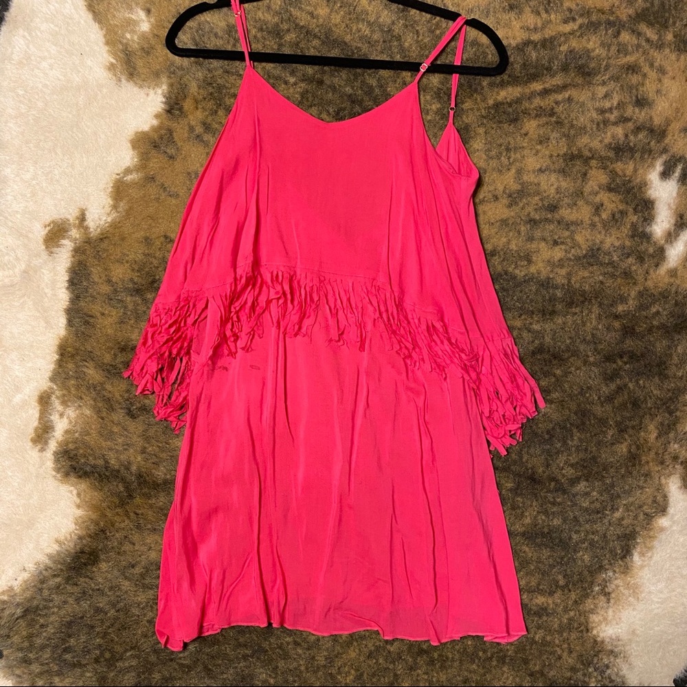 LSPACE Pink Fringe Mini Dress XS